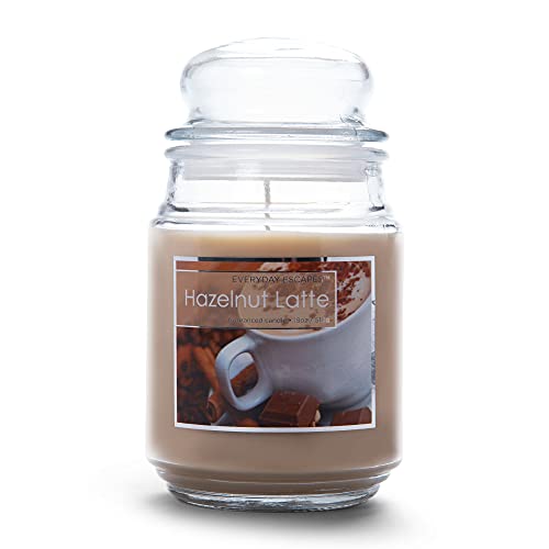 Everyday Escapes Hazelnut Latte Scented Jar Candle, Tan, 18 oz - Up to 120 Hours Burn