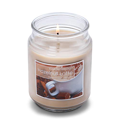 Everyday Escapes Hazelnut Latte Scented Jar Candle, Tan, 18 oz - Up to 120 Hours Burn