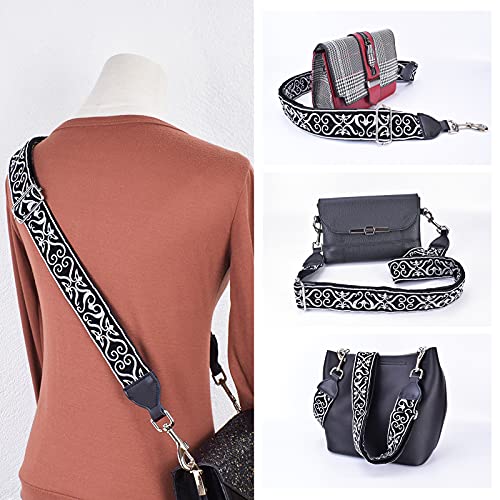 CLOUDMUSIC Handbag Strap Replacement Crossbody Strap Purse Strap With Silver Clips For Women Girls(Silver Vintage)