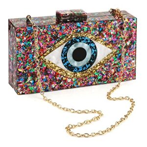 gets acrylic clutch purses for women evening bag eyes multicolor perspex box clutch glitter purse handbags crossbody bag (a multicolor)