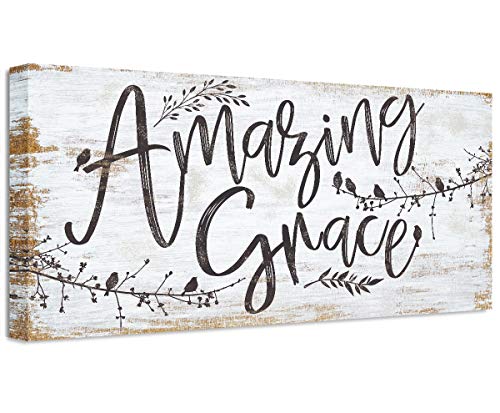 Amazing Grace - 12" x 24" Canvas Wall Art (Printed on Canvas, Not Wood) - Stretched on a Heavy Wood Frame - Ready to Hang - Perfect Dining and Living Room Decor - Makes a Great Housewarming Gift Under $50