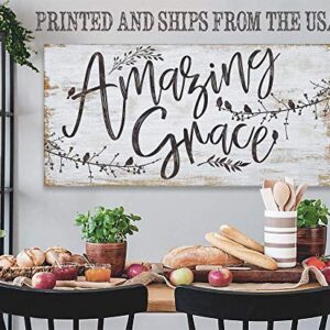 Amazing Grace - 12" x 24" Canvas Wall Art (Printed on Canvas, Not Wood) - Stretched on a Heavy Wood Frame - Ready to Hang - Perfect Dining and Living Room Decor - Makes a Great Housewarming Gift Under $50