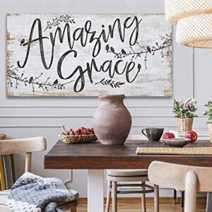 Amazing Grace - 12" x 24" Canvas Wall Art (Printed on Canvas, Not Wood) - Stretched on a Heavy Wood Frame - Ready to Hang - Perfect Dining and Living Room Decor - Makes a Great Housewarming Gift Under $50