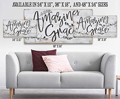 Amazing Grace - 12" x 24" Canvas Wall Art (Printed on Canvas, Not Wood) - Stretched on a Heavy Wood Frame - Ready to Hang - Perfect Dining and Living Room Decor - Makes a Great Housewarming Gift Under $50