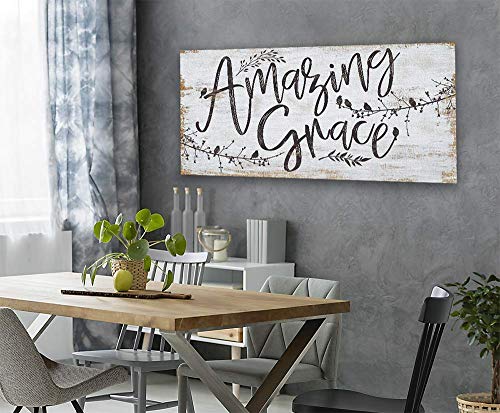 Amazing Grace - 12" x 24" Canvas Wall Art (Printed on Canvas, Not Wood) - Stretched on a Heavy Wood Frame - Ready to Hang - Perfect Dining and Living Room Decor - Makes a Great Housewarming Gift Under $50