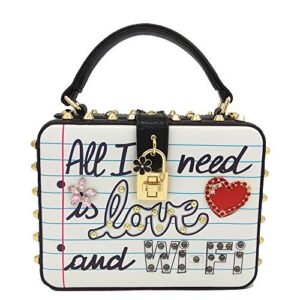 All I Need Is LOVE and WIFI Women's Fashion Faux Leather PU Shoulder Bag Crossbody Handbags (White)
