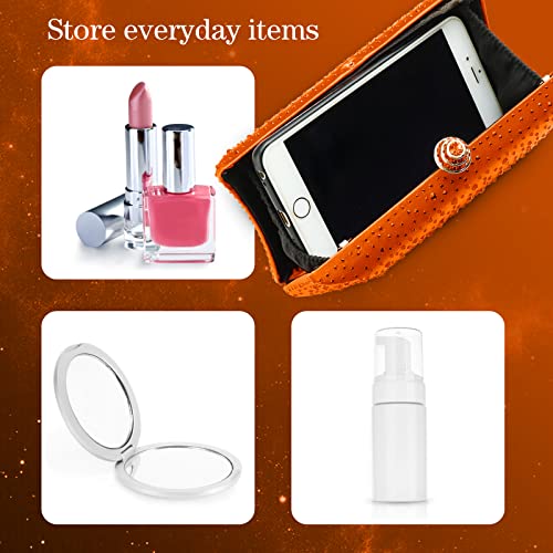Women Handbags Rhinestone Evening Bags Party Purse Prom Wedding Bride Crystal Party Clutches Bag with Chain (Orange)