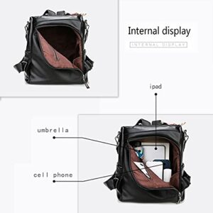 Leather Backpack Purse for Women Brown Trendy Vintage Shoulder Bag Ladies Designer Travel Satchel Handbag Large Capacity Backpacks, 30*29*17 (BP-011)