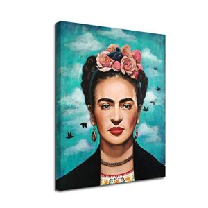 frida kahlo canvas wall art-inner framed oil paintings printed on canvas modern artwork for home decorations and easy to hang for living room bedroom-fridas front portrait,frida kahlo wall art