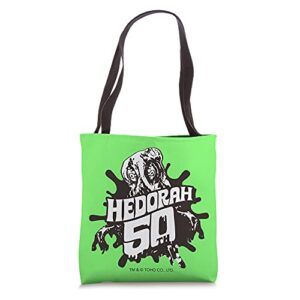 godzilla hedorah 50th anniversary black line art – green tote bag