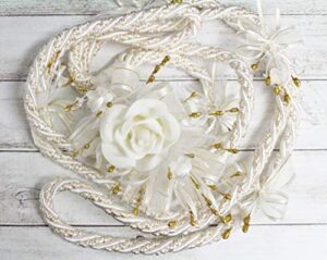 beautiful white ivory gold intertwine silver embellishment accent rope migajon lazo wedding lasso traditional lazos de boda tradicional bridal gift box