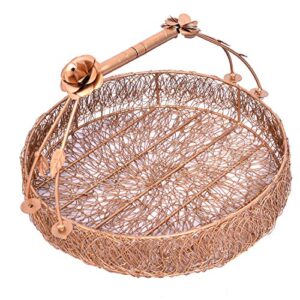 jaipurhandicraftsgallery indian handcrafted iron hand painted wire round basket with handle multi purpose use home decor