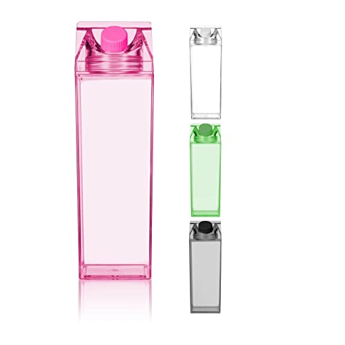 Clear Milk Carton Water Bottle, Aesthetic Water Bottles Square Milk Storing Containers Reusable Water Tumbler Cute Kawaii Water Bottle