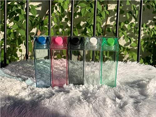 Clear Milk Carton Water Bottle, Aesthetic Water Bottles Square Milk Storing Containers Reusable Water Tumbler Cute Kawaii Water Bottle