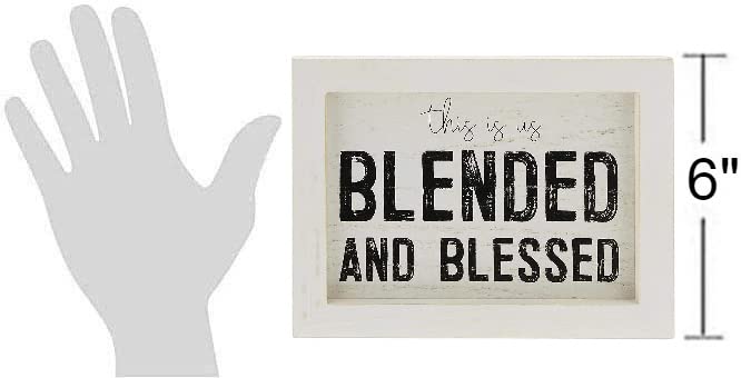 'This is Us Blended and Blessed' White Wood Sign for Blended Families Step Family Decor Mother's Day Gift for Mom Stepmom Present