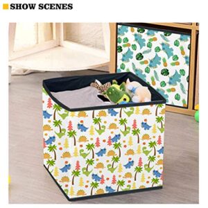 Dremagia Leopard Storage Cube Bin Basket Polyester Toy Chest Organzier, 13 x 13 Inch