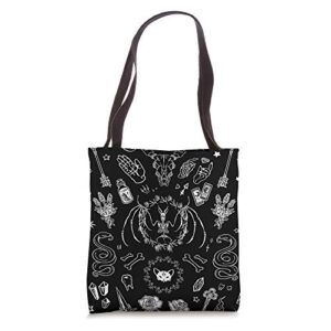 witchy gothic black spiritual magic wicca mystic witchcraft tote bag