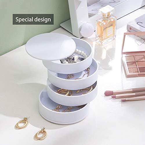 WUWEOT 2 Pack Jewelry Organizer, 360 Degree Rotatable Earring Holder for Girls Women Traveling, 4-Layer Jewelry Box with Lid for Earrings Necklaces Bracelets Rings