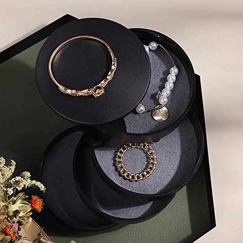 WUWEOT 2 Pack Jewelry Organizer, 360 Degree Rotatable Earring Holder for Girls Women Traveling, 4-Layer Jewelry Box with Lid for Earrings Necklaces Bracelets Rings