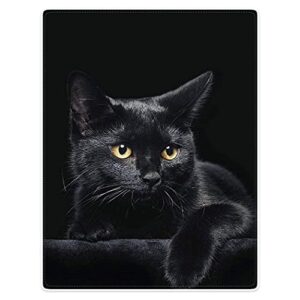 hommomh 50″x60″ blanket soft fluffy flannel fleece throw black cat