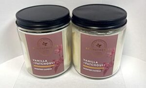 bath and body works 2 piece pack (7oz/198g ) aromatherapy vanilla patchouli single wick scented candle