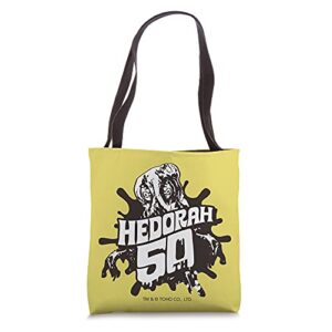 godzilla hedorah 50th anniversary black line art – yellow tote bag