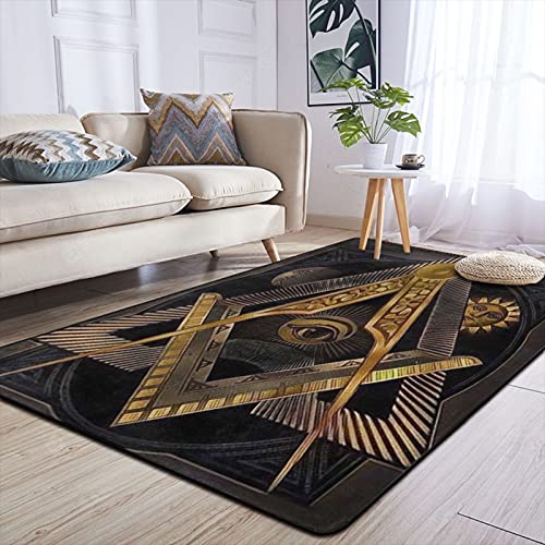 Masonic Freemasonry Meditation for Freedom Cozy Throw Rug Carpet Soft Non-Slip Floor Mat for Bedroom Living Room Office Home Decor 84 X 60 in