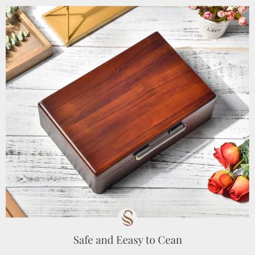 Shanik Wooden Jewelry Box - Jewelry Holder with Removable Divider -Large Jewelry Organizer Case for Necklace, Earrings, Rings & Bracelets - For Men & Women-Without Engraving