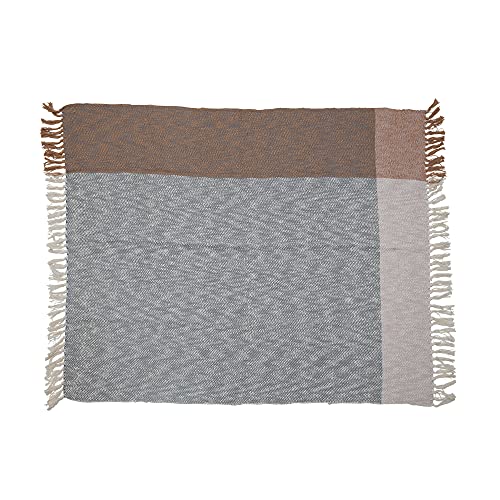 Creative Co-Op Soft and Cozy Woven Cotton Blanket with Neutral Colors and Fringe Edge Details Throw, Multicolored