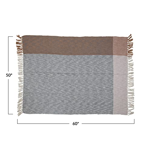 Creative Co-Op Soft and Cozy Woven Cotton Blanket with Neutral Colors and Fringe Edge Details Throw, Multicolored