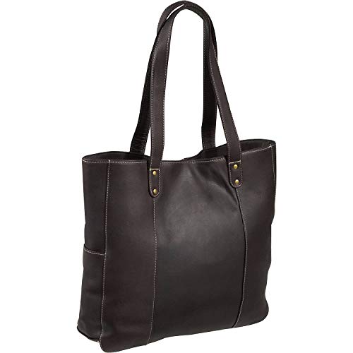 Le Donne Leather Double Strap Rivet Tote – Premium Full-Grain Colombian Vaquetta Cowhide Leather Tote, 4”x 14” x15” (Cafe)