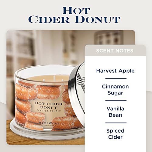 Premium Scented 4-Wick Candle, Hot Cider Donut, HomeWorx by Slatkin & Co - 18 oz - Long-Lasting Jar Candle, 30-55 Hours Burn Time - Harvest Apple, Cinnamon Sugar, Vanilla Bean & Spiced Cider