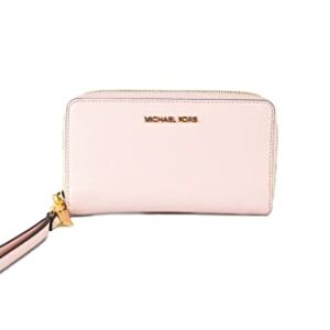 Michael Kors Jet Set Travel Large Flat Multifunction Phone Case Pebbled Leather Wallet/Wristlet in Powder Blush