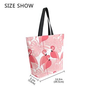 Women Top Bag Handle Handbags Shoulder Bag Flamingo Tote Washed Canvas Purses Bag(9ut0a)