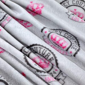 Juicy Couture – Throw Blanket | Juicy Emblem | Plush and Cozy | Decorative Blankets for Sofas, Chairs and Beds| Luxurious and Soft | Chic Home Décor | Measures 50” x 70” | Pink/Black/White