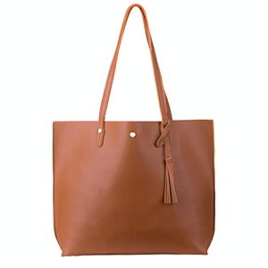 hyrison women’s premium faux leather tote minimalist handbags shoulder top handles bag with tassels and magnetic closures