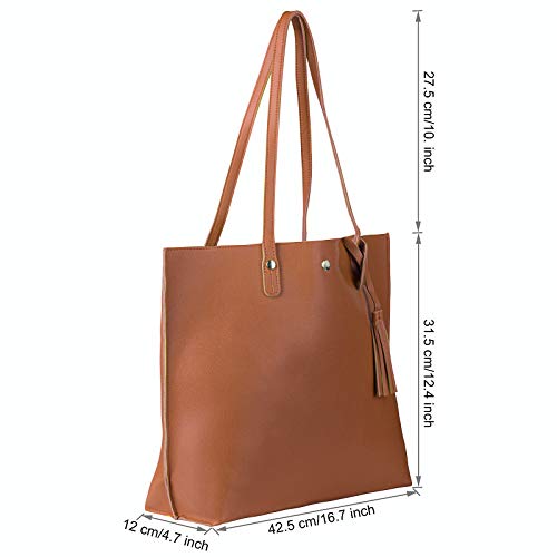 HYRISON Women's Premium Faux Leather Tote Minimalist Handbags Shoulder Top Handles Bag with Tassels and Magnetic Closures