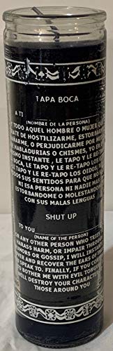 Veladoras Misticas Shut Up (Tapa Boca) 7 Day Unscented Candle Black in Glass