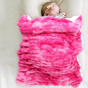 super soft fuzzy faux fur baby blanket, fluffy, warm, cozy, plush, snuggly throw, used for baby blanket, toddler blanket, living room throw. (hot pink, 45x30 inches)
