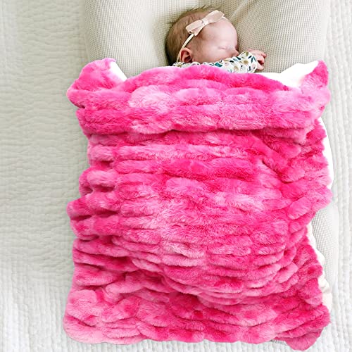 Super Soft Fuzzy Faux Fur Baby Blanket, Fluffy, Warm, Cozy, Plush, Snuggly Throw, Used for Baby Blanket, Toddler Blanket, Living Room Throw. (Hot Pink, 45X30 Inches)