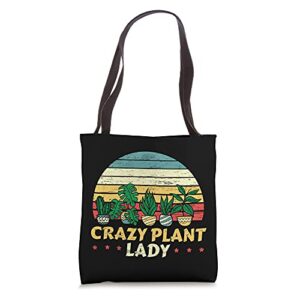 crazy plant lady for a plant mom tote bag