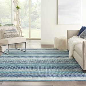 nourison passion bohemian navy blue 8′ x 10′ area -rug, easy -cleaning, non shedding, bed room, living room, dining room, kitchen (8×10)