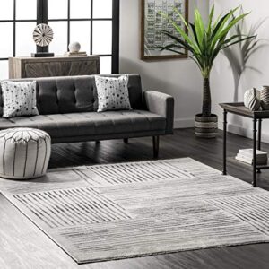 nuloom soraya striped tiles area rug, 8′ x 10′, light grey