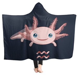 artiemaster axolotl hooded blanket soft and lightweight flannel throw suitable for use in bed, living room and travel 50″x40″ for kid
