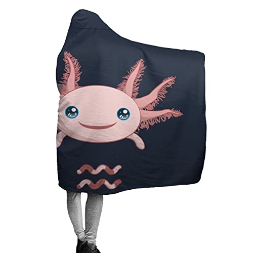 ARTIEMASTER Axolotl Hooded Blanket Soft and Lightweight Flannel Throw Suitable for Use in Bed, Living Room and Travel 50"x40" for Kid