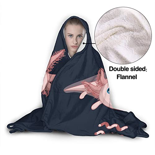 ARTIEMASTER Axolotl Hooded Blanket Soft and Lightweight Flannel Throw Suitable for Use in Bed, Living Room and Travel 50"x40" for Kid