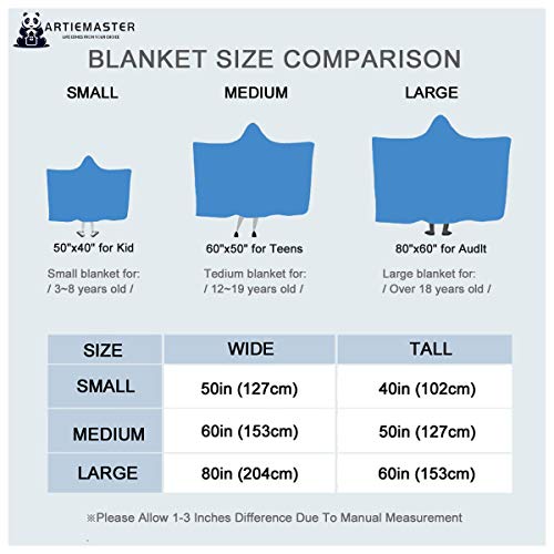 ARTIEMASTER Axolotl Hooded Blanket Soft and Lightweight Flannel Throw Suitable for Use in Bed, Living Room and Travel 50"x40" for Kid