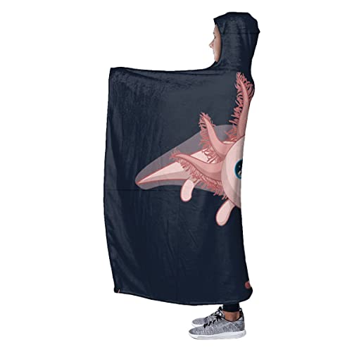 ARTIEMASTER Axolotl Hooded Blanket Soft and Lightweight Flannel Throw Suitable for Use in Bed, Living Room and Travel 50"x40" for Kid