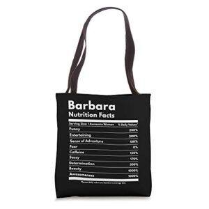 barbara nutrition facts gift funny personalized name barbara tote bag