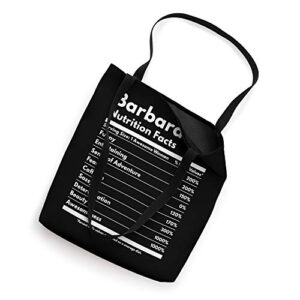 Barbara Nutrition Facts Gift Funny Personalized Name Barbara Tote Bag